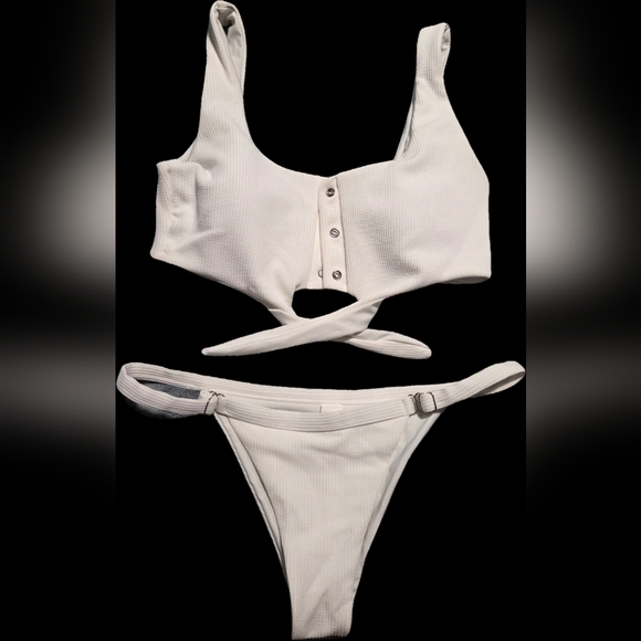 White Ribbed Bikini Set - Picture 3 of 6